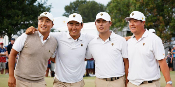 (왼쪽부터) 지난 2022년 프레지던츠컵에서 호흡을 맞춘 이경훈, 김주형, 김시우, 임성재